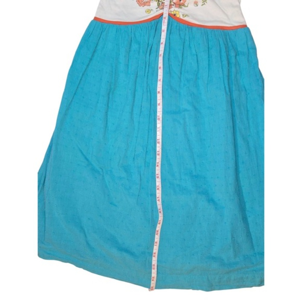 Scrapbook Originals Womens Swiss Dot Floral Sun Dress Turquoise Blue Medium - Picture 5 of 7